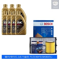 팰리세이드 3.8 가솔린 지크 X9 FS 5W30(7L) 엔진오일세트 0105-3016, 5w30, 1개, 6L
