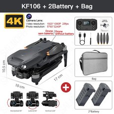입문용연습용드론 촬영 농업 카메라 경치 KF106 MAX 4K 전문 드론 HD GPS 5G 와이파이 3 축 손떨림 방지 짐벌 브러시리스 모터 장애물 회피 VS KF102, 10 KF106 2B Bag, 1개