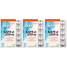 3통 Doctors Best 닥터스베스트 SAMe 200 mg 60 엔테릭코팅정, 60정, 3개