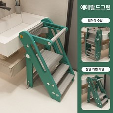 러닝타워 아기 접이식 키친헬퍼 디딤대 유아 발판 받침대 손세척 발판 스텝스툴, E. 어린이용발판(녹색+회색), 1개
