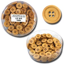 쪼아닷컴 단추 여러가지 모양의 만들기 재료, 통 나무 원색 18mm