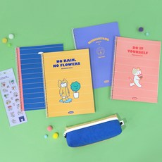 [인디고온리] 문구냥 세트, [004400] 라인 블루 세트