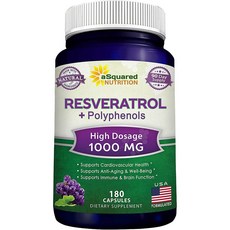 aSquared Nutrition Resveratrol + polyphenols 레스베라톨+폴리페놀 1000mg 180캡슐, 1세트, 단일용량, 180정