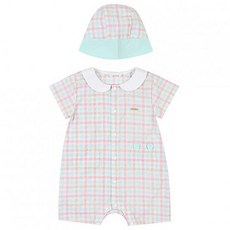 아가방 중계점 로아 고미 체크 우주복 (+모자)(MINT) *24년 여름신상* 스윗한 컬러 체크 패턴 귀요미 카라 디자인 우주복 모자 세트 9개월~24개월