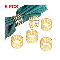 6/12PCS 골드 실버 냅킨 링스 버클 웨딩 크리스마스 생신 냅킨 링은 꽃 잎 Flower Leaf Napkin Rings Serviette Buckle Gold Silver, 6 PCS- 골드, 6개