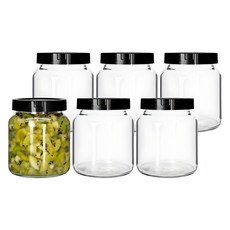 경성리빙테크 원형 유리병 PP캡, 6개, 350ml