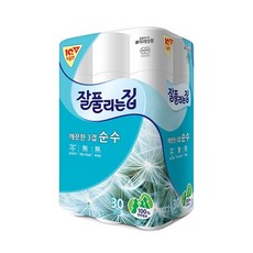 잘풀리는집 순수 3겹 천연펄프 화장지 107mm 28m 30롤 롤화장지, 1팩