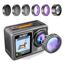 자전거 블랙박스 카메라 듀얼 스크린 비디오 촬영 방수 스포츠 캠 4K 60FPS 20MP 액션 탈착식, 2)with Lens