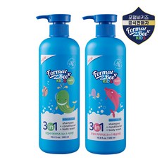 포멀비키즈 3in1 유아 올인원 샴푸 + 컨디셔너 + 바디워시 복숭아향, 500ml, 2개