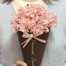 프리저브드 로패 수국 꽃다발 여친 남친 아내 생일 기념일 축하 선물, 레드+쇼핑백 1개+LED조명 1개