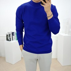 로니제이 남자 겨울 울 피치 기모 면 스판 반목 폴라티