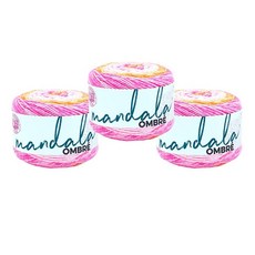  3팩 Lion Brand 만다라 옴브레 아크릴 실 생생한 색상 크로셰 또는 뜨개질용 부드러운 Chi 핫템 잇템, 3 Pack, Serene 