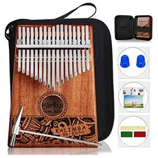 Everjoys 및 ￡ 20 이상 주문시 반품. Kalimba Thumb Piano 17 키 보호 케이스가 포함 된 휴, 한 가지 색상_17keys-Brown, 한 가지 색상
