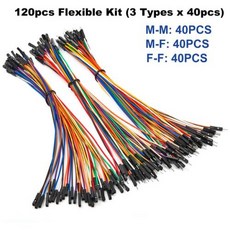 DIY 아두이노 브레드보드용 구리 점퍼 와이어 듀폰 케이블 암수 24AWG 무납땜 유연한 라인 커넥터 10cm 20cm 30cm, [04] 120pcs Mix kit, [02] 30cm, 11) 120pcs Mix kit - 30cm