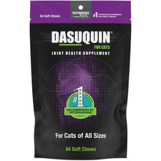 Dasuquin 고양이 파우더 고양이를 위한 뉴트라막스 다수퀸 관절 건강 보조제 글루코사민 콘드로이틴 ASU 보스웰리아 세라타 추출물 녹차 오메가 3 84 소프트 츄 포함 Q1, 1개