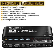  HDMI KVM 스위치 매트릭스 2x2 4K 60Hz 듀얼 확장 디스플레이 USB 컴퓨터 2 대 인 출력, 03 ZY-AK3- 
