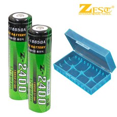 제스트 충전식 리튬이온배터리 Z-2400(2P세트) 18650 배터리케이스 포함