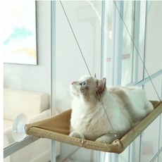 스마일로코 고양이 창문 거치대 냥이 창틀 해먹 창문캣타워 냥이창문거치대, 아이보리, 1개