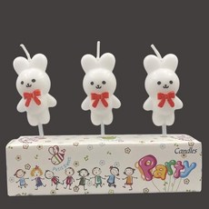 리본토끼 생일초 (3p x 3세트 화이트) DK30