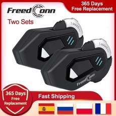 FreedConn 무선 헬멧 헤드셋 오토바이 인터콤 블루투스 음악 FM 방수 모토 헤드폰 인터큐마이터 이어폰, T Max S Pro - 2 Sets, 2) T Max S Pro - 2 Sets