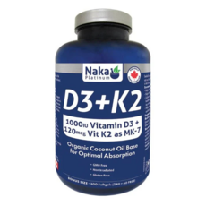 [나카] 플래티넘 비타민D3 + K2 300 소프트젤 [Naka] Platinum Vitamin D3 + K2 300 Softgels (10개월분), 1개, 300정