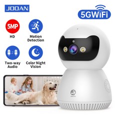 Jooan PTZ IP 카메라 5G 와이파이 베이비 모니터 스마트 홈 감시 카메라 자동 추적 컬러 야간 보안 CCTV 카메라 5MP, 1개, 02 5MP Add 128G Card