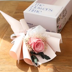 BeautifulDecoSense 永生花LED燈玫瑰花束+手柄盒, 粉色