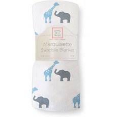 SwaddleDesigns Marquisette Swaddling 담요 프리미엄 코튼 모슬린 Blue Safari Fun, 단일옵션