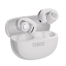 TENCII 무선 ENC 귀걸이형 블루투스 이어폰, 화이트