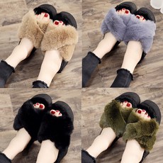 아이엠몽 여성 4color 7cm 겨울 키높이 털실내화 털슬리퍼 밍크(BO429WD)