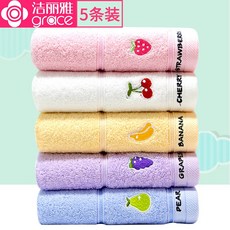 세리아 수건 순면 만화 수건 5개 귀여운 티슈 빨래 세수 소형 어린이 아기 보송보송보송수건 면세안수건