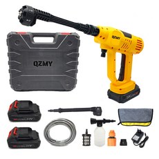 [QZMY] 무선 21V 고압세척기 초강력 휴대용 고압 세차기 2000mAh 배터리 물분사량 1분 7L 수압 크기 조절 세차 세트, 1세트