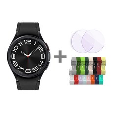  삼성 갤럭시 워치6 클래식 43mm LTE 자급제+강화유리+스트랩 패키지, 블랙=SM-R955NZKAKOO, 그레이=LABC-670-GY, 클래식43mm=LABC-483-WDG6-43 