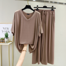 [joyce shop] 찰랑세트 인견티 냉감티셔츠 쿨티 홈웨어 여름 실내복 냉장고티셔츠 기능성티 루즈핏 모달티셔츠 빅사이즈 잠옷세트 잠옷 상하의세트 반팔세트 트레이닝 쿨티셔츠