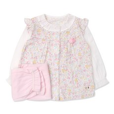 오가닉맘 뉴코아부천점 || 퍼플리긴소내의 MGSL9B03 || 핑크톤의 꽃 무늬 || 어깨와 목의 프릴 장식 || 오가닉면 MADE IN KOREA