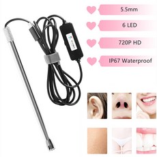 안드로이드 PC용 5 5mm 내시경 카메라 질 경추 검사 IP67 방수 720P 6 조절 가능 LED, Black, 1.5m, 1개