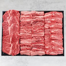우마왕 한우 투뿔 1++ 구이용 꽃등심 갈비살 모듬세트, 한아름 앞치마세트(등심+갈비+앞치마), 1개, 600g