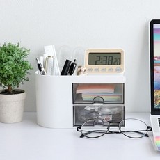 메이크업 화장 소품 깔끔 정리 2단 서랍함 공간활용 데스크 트레이 책상정리 인테리어, 1개