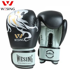 해외 256942 / Wesing 새로운 권투 장갑 사자 무늬 펀치 백 장갑 sanda luva boxe 무에타이 훈련 장갑 6 색 8 10 12 14oz, black