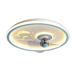 ambishop 서큐라이트 실링팬 천장형 라이트 서큘레이터 LED, 돌고래형 블루 변빈+리모컨