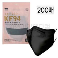 올림생활다온마스크 KF94 대형 블랙 새부리형, 200매