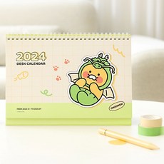 카카오프렌즈 춘식이 2024 탁상 캘린더 책상 달력 사무실 달력, 1개, 춘식이 2024년 탁상 캘린더 그린