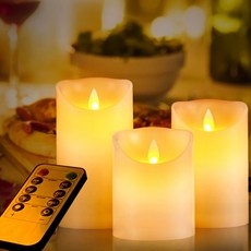 LED 촛불 흔들리는 건전지 전자초 10cm + 12.5cm + 15cm + 리모컨 1p 세트, 혼합색상