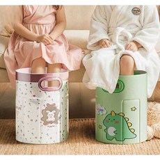 발목욕통 접이식족욕기 휴대용 겨울 열 보온 효과, 1개, 백도핑크+족욕 쑥팩 30x47
