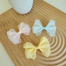 페시얌 파스텔리본 강아지 머리핀 악세사리 3color, 옐로우, 1개