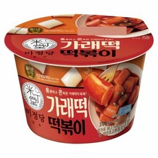 CJ제일제당 미정당 가래떡 떡볶이(용기형) 어린이 청소년 가족 간식 식사 안주 캠핑음식 매콤달콤 쫄깃쫄깃 310g, 4개