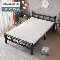 접이식 철제 침대 슈퍼싱글 원목 철재 침대프레임 프레임, G.두꺼운판자침대-블랙(폭90)