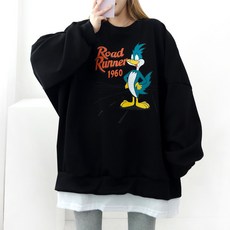 [5XL 2COLOR] 로드러너 레이어드 맨투맨 (기모ver.) 55~99까지 오버사이즈 남여공용 기모 겨울 홈웨어 박스맨투맨