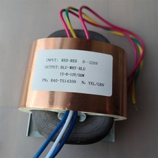 R코어 변압기 50W R40 듀얼 12V 220V 12V-0-12V 맞춤형 구리 실드 파워 오디오 앰프, 01 R40-TS14359, 1개