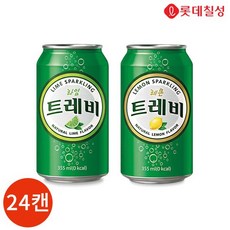 롯데칠성 트레비 탄산음료 2종 24캔 세트 라임 레몬, 없음